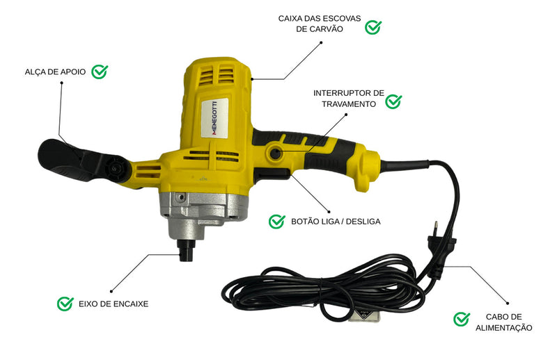 Desempenadeira Elétrica Para Reboco Mde 1200w Menegotti 220v